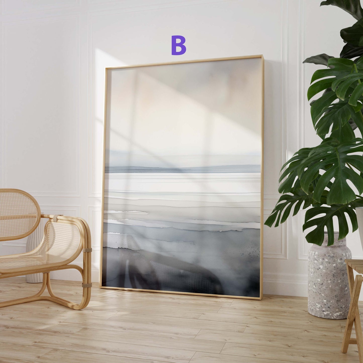 Aquarell Landschaft Poster · Geschenkidee · Nebelige Berge und Ruhige Naturkunst · Elegante Wanddeko für Wohnzimmer · Print ohne Rahmen