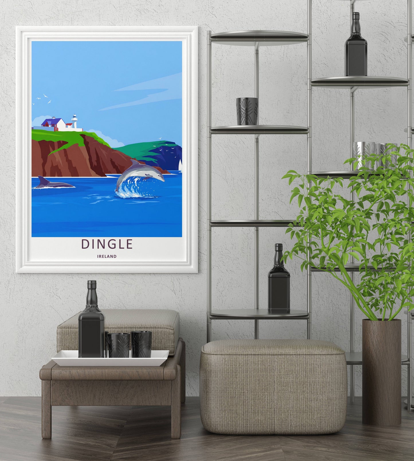 Dingle Lighthouse Coastal Village Art Print | Ireland Ocean Wall Decor