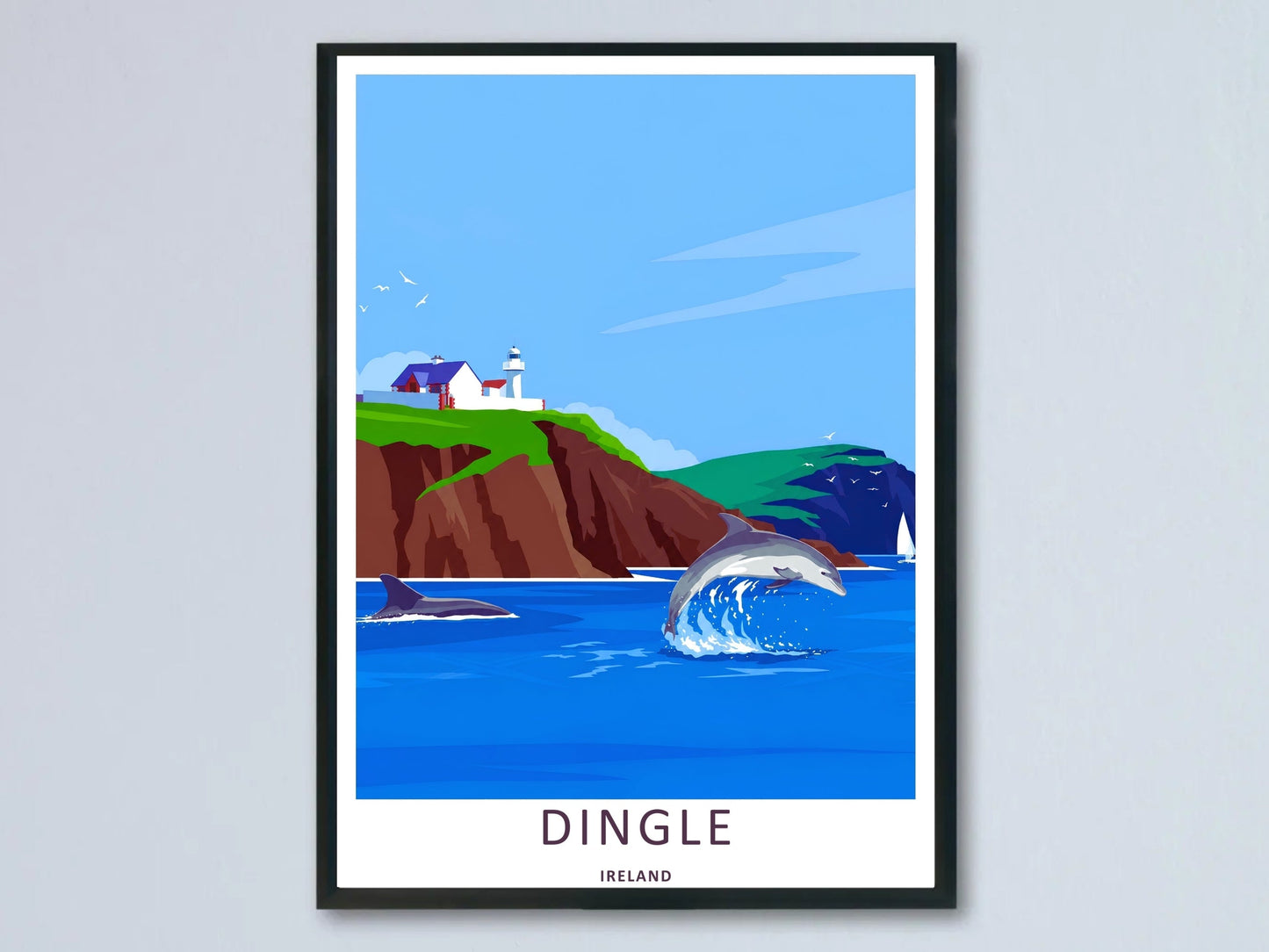 Dingle Lighthouse Coastal Village Art Print | Ireland Ocean Wall Decor