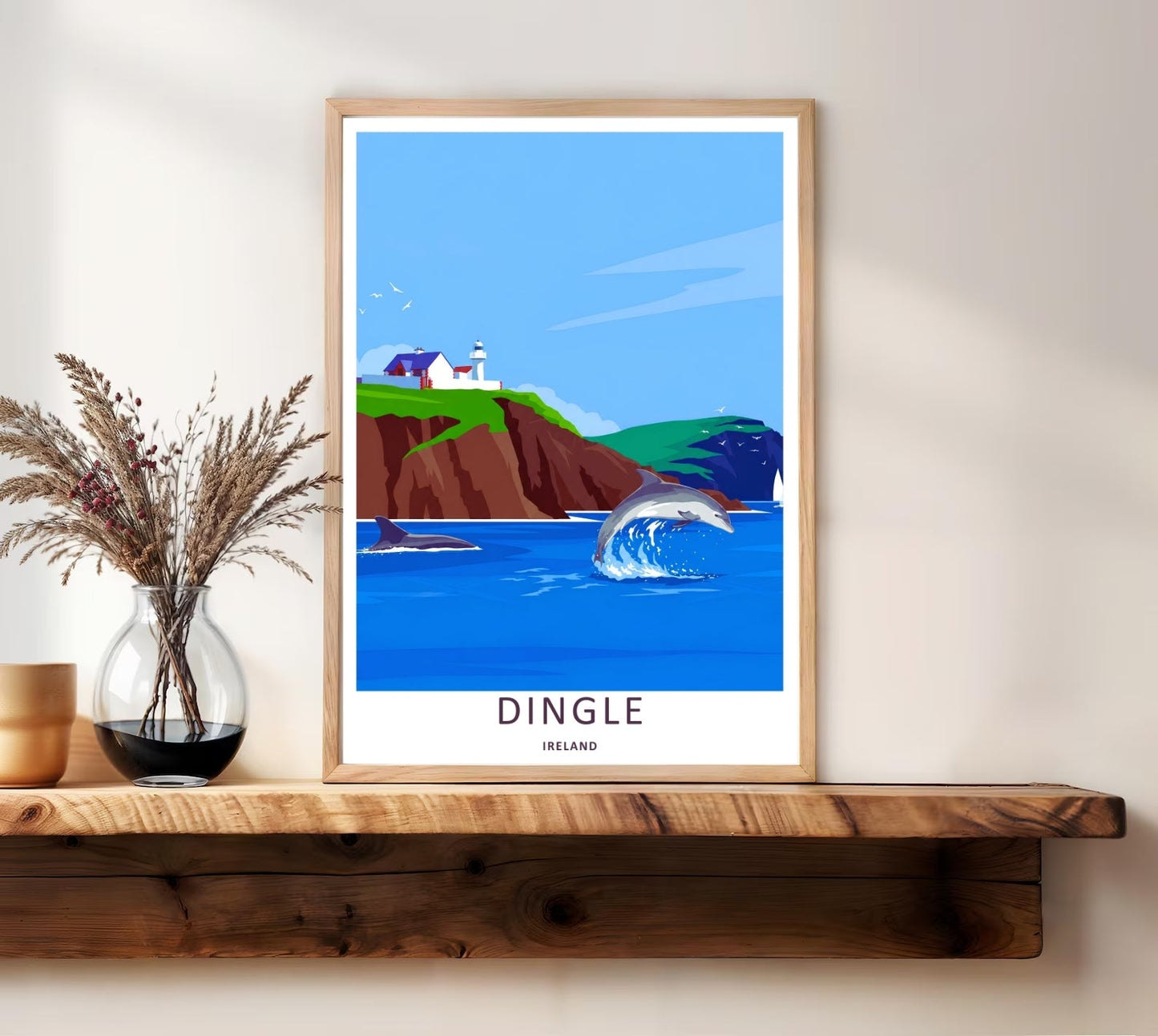 Dingle Lighthouse Coastal Village Art Print | Ireland Ocean Wall Decor