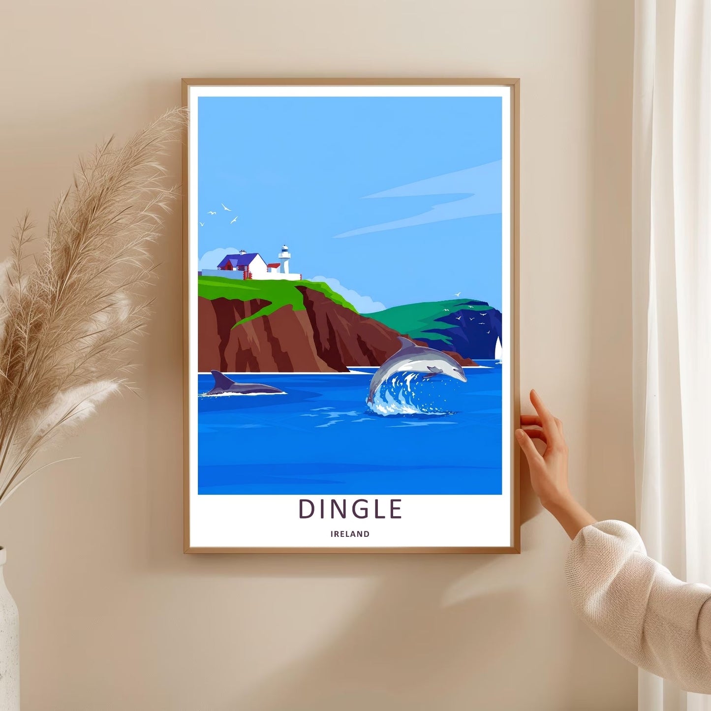 Dingle Lighthouse Coastal Village Art Print | Ireland Ocean Wall Decor