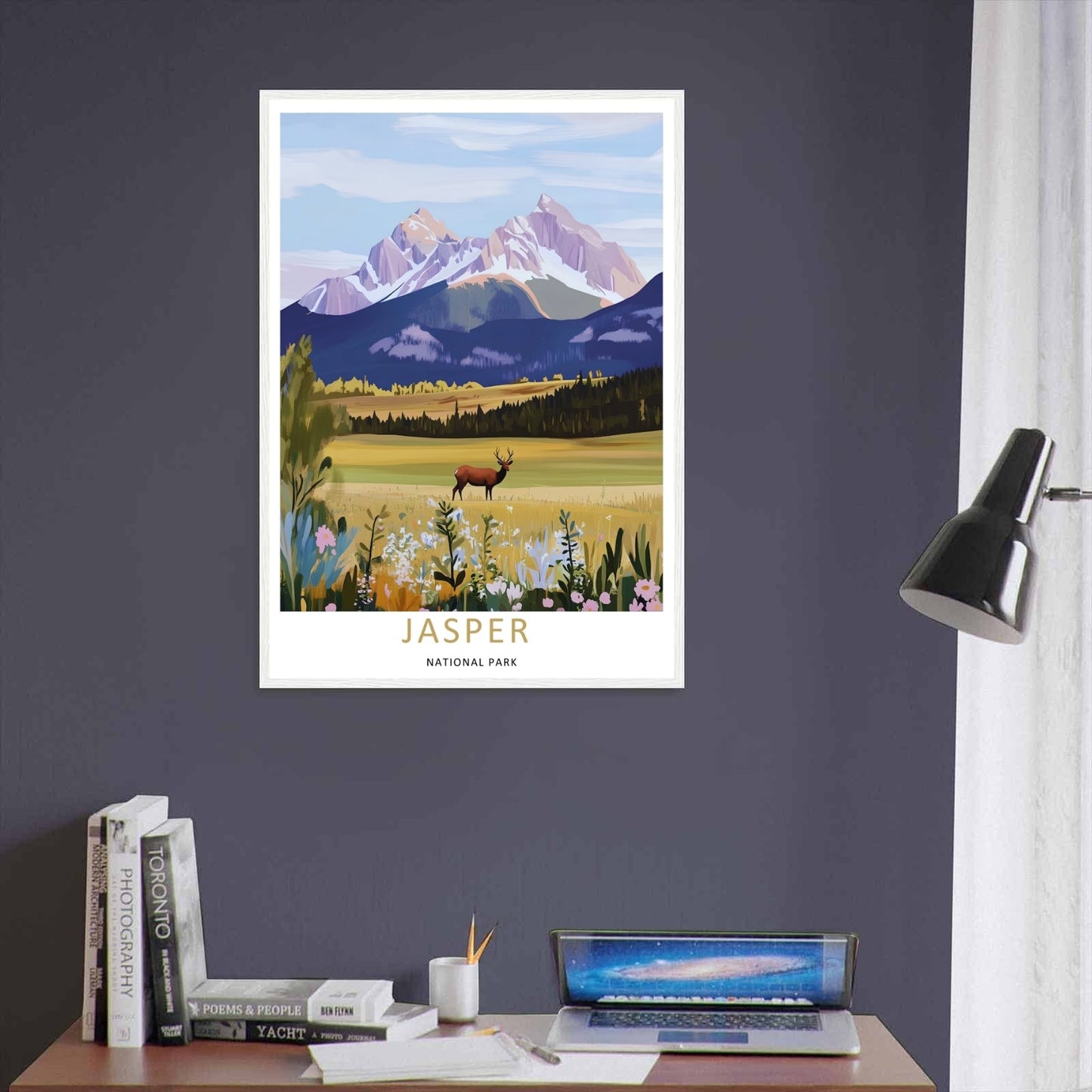 Jasper National Park Elk Wildlife Art Print | Canada Mountain Poster