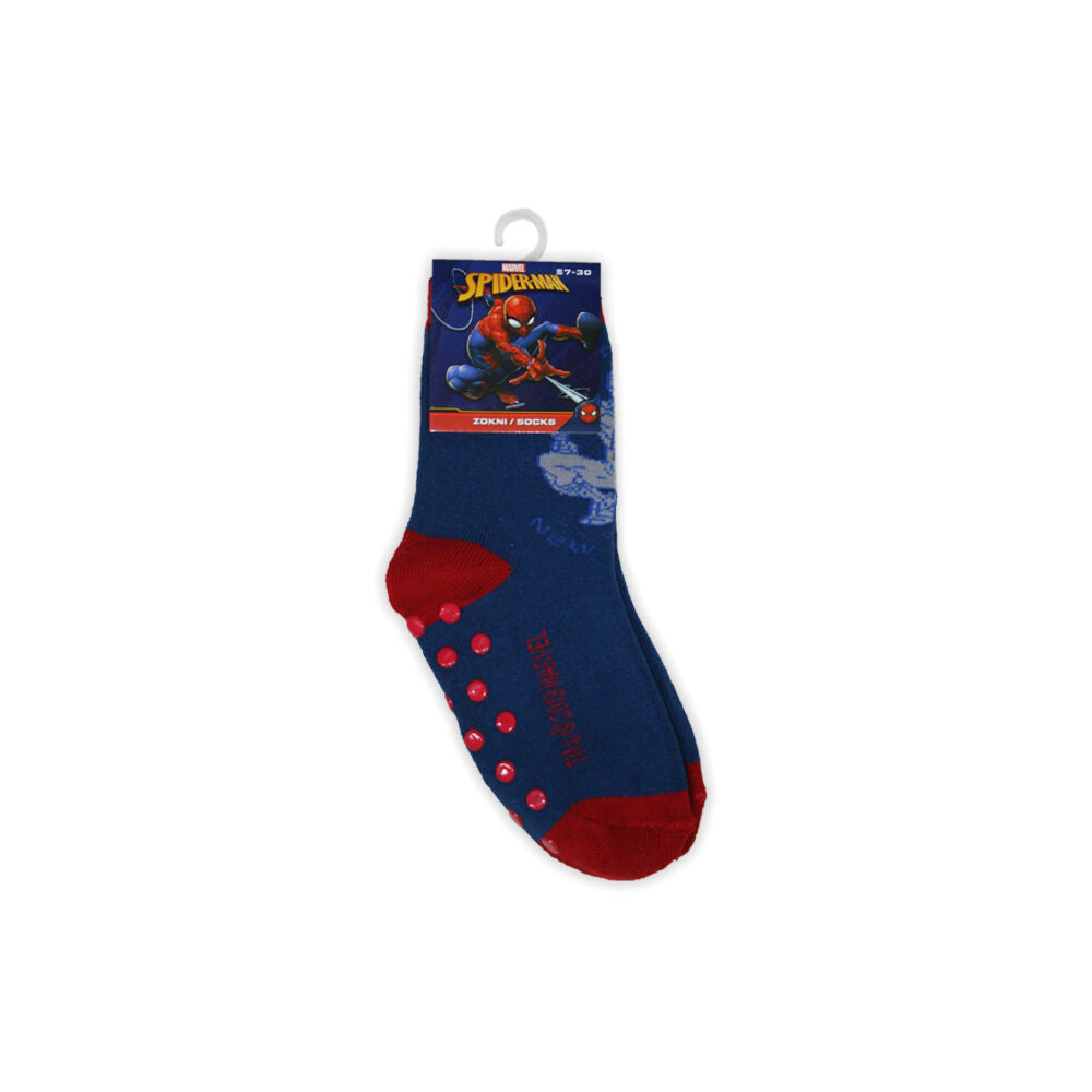 Dark blue Spiderman kids' ankle socks, EU size 23-26, showing Spider-Man design
