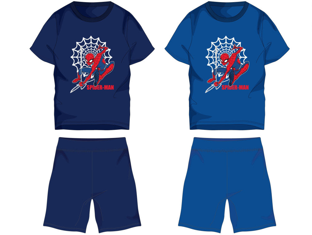Spiderman cotton summer set for kids, dark blue T-shirt and shorts