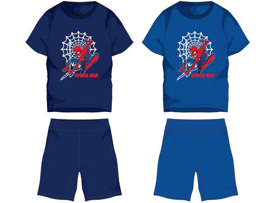 Spiderman cotton summer set for kids, dark blue T-shirt and shorts