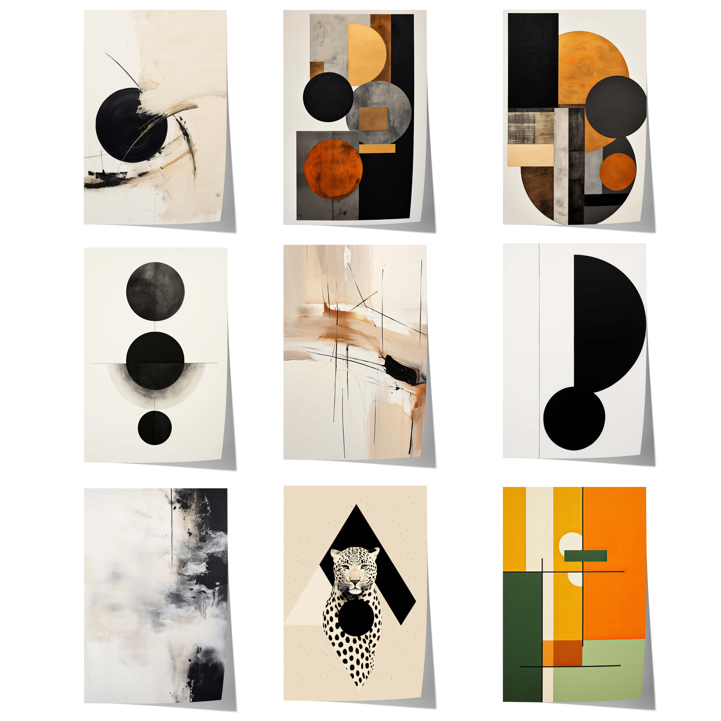 Moderne Abstrakte Kunst Poster · Geschenkidee · Geometrische Schwarz Beige Wandbilder für Wohnzimmer Büro Schlafzimmer · Print ohne Rahmen